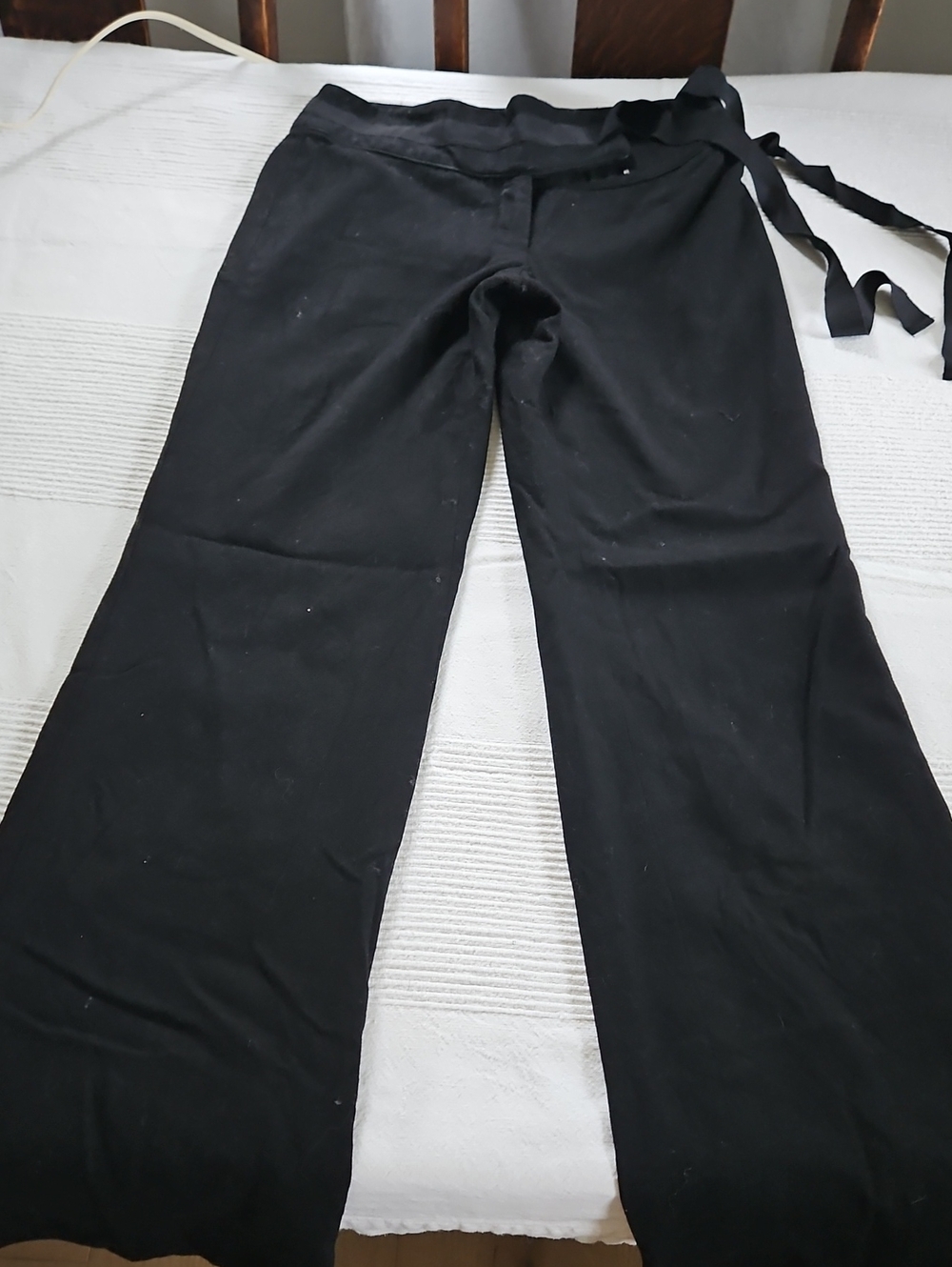 Women’s Black Wide-Leg Pants with Tie Waist